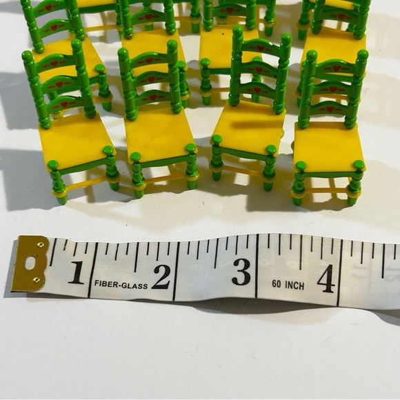 Lot Vintage Mattel The Littles Dollhouse Furniture Chairs Green Metal Die Cast - Picture 4 of 4